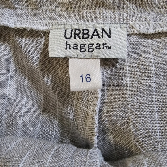 Urban Haggar Wide Leg Oatmeal White Stripe Thin Cotton Blend Pant Plus 16 Earthy - Picture 4 of 5